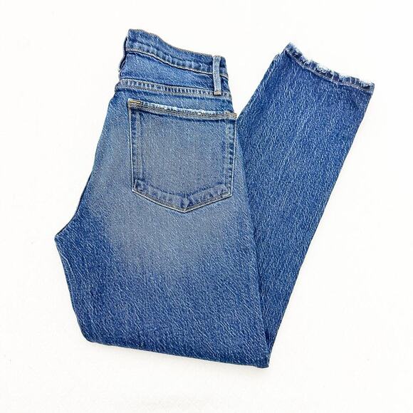 Frame Le Nouveau Straight Dark Wash Denim Jeans Raw Hem LNSL14 Size 26 - Picture 8 of 8